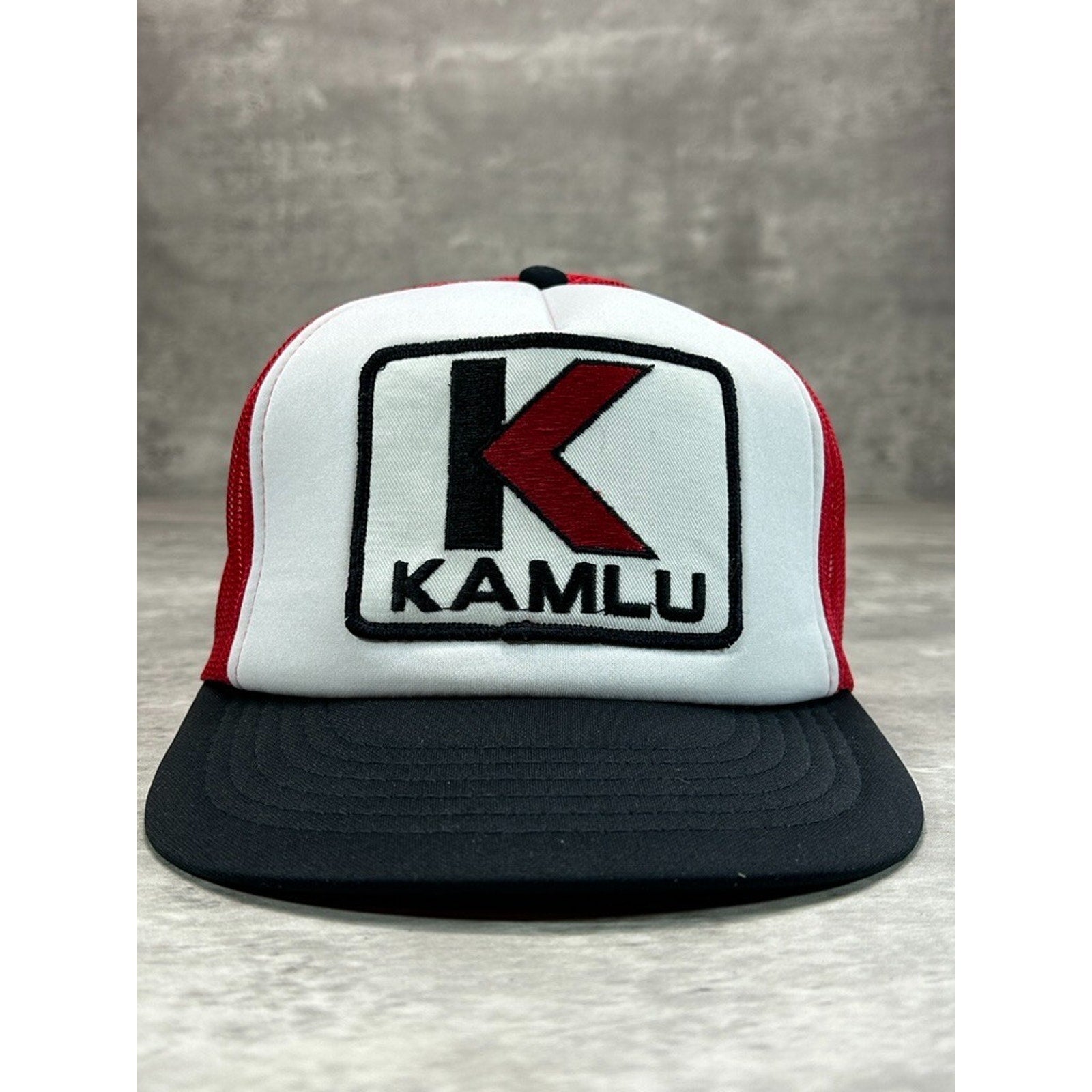 Vintage 1980s Kamlu Embroidered Patch Trucker Snapback Hat OSFA
