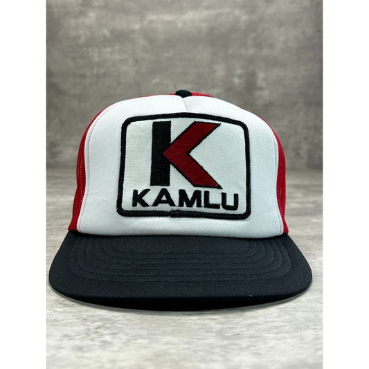 Vintage 1980s Kamlu Embroidered Patch Trucker Snapback Hat OSFA