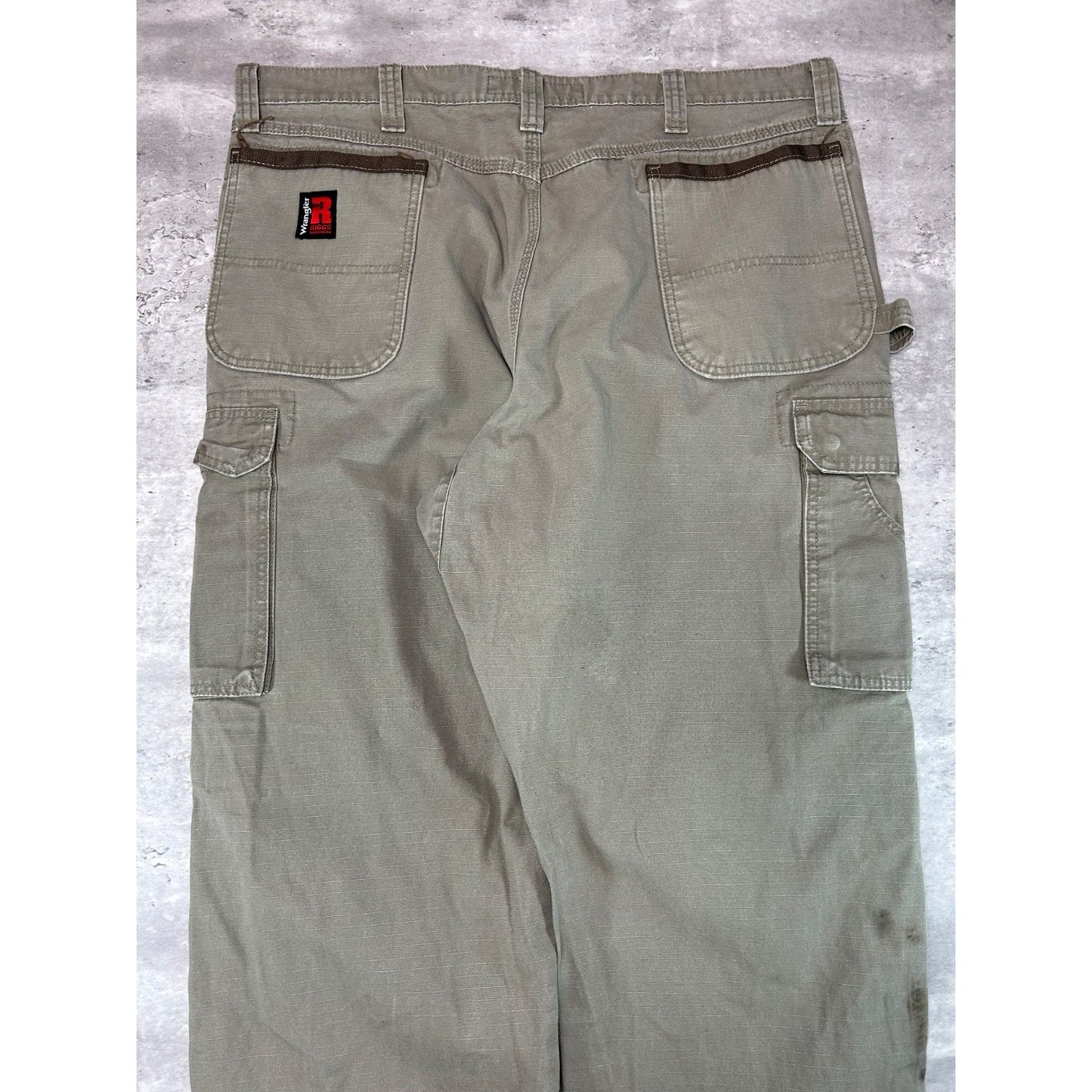 Vintage Wrangler Riggs Canvas Ripstop Double Knee Cargo Pants Size 41