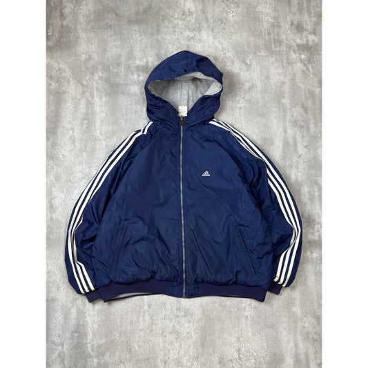 Vintage 2000s Adidas Embroidered Logo Full Zip Insulated Hooded Jacket Size 2XL