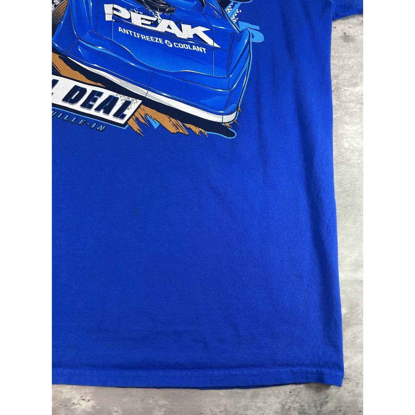Vintage Don O'Neal #5 The Real Deal Racing Graphic T-Shirt Size Large Blue
