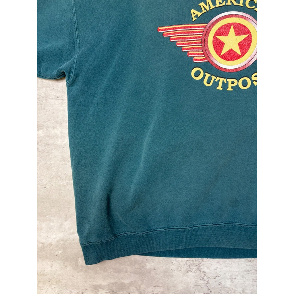 Vintage American Outpost Graphic Spellout Sweatshirt Size 2XL
