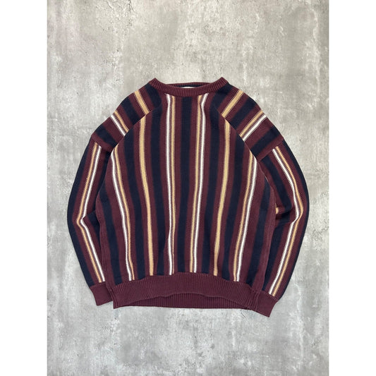 Vintage John Ashford Stripe Pattern Knit Sweater Size XL
