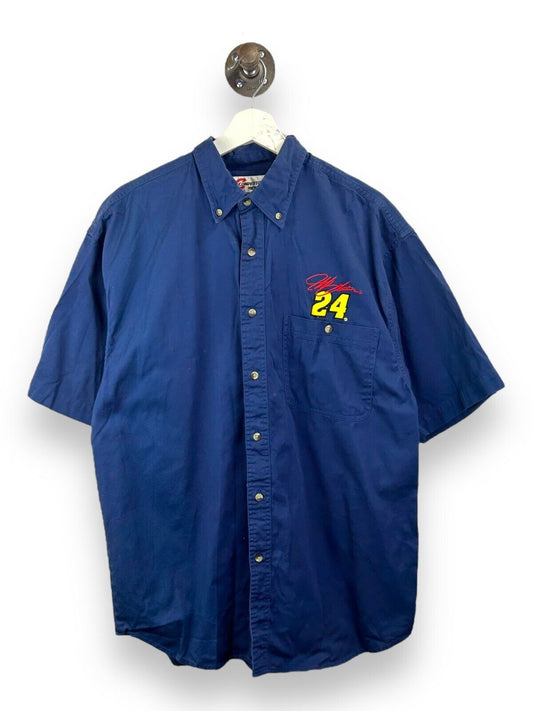 Vintage Jeff Gordon #24 Nascar Short Sleeve Button Up Shirt Size Medium Blue