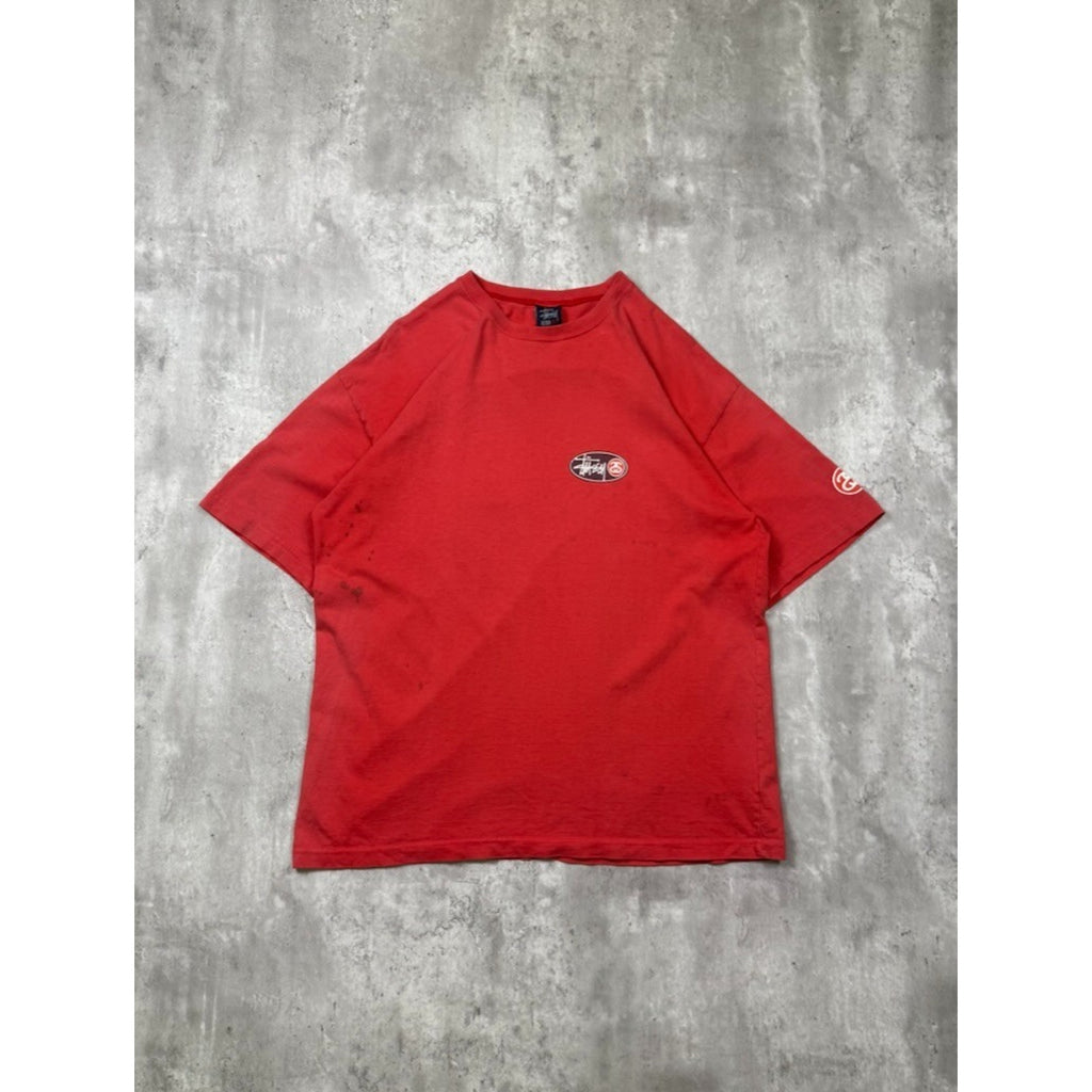 Vintage 90s Stussy Oval Logo Graphic T-Shirt Size Medium