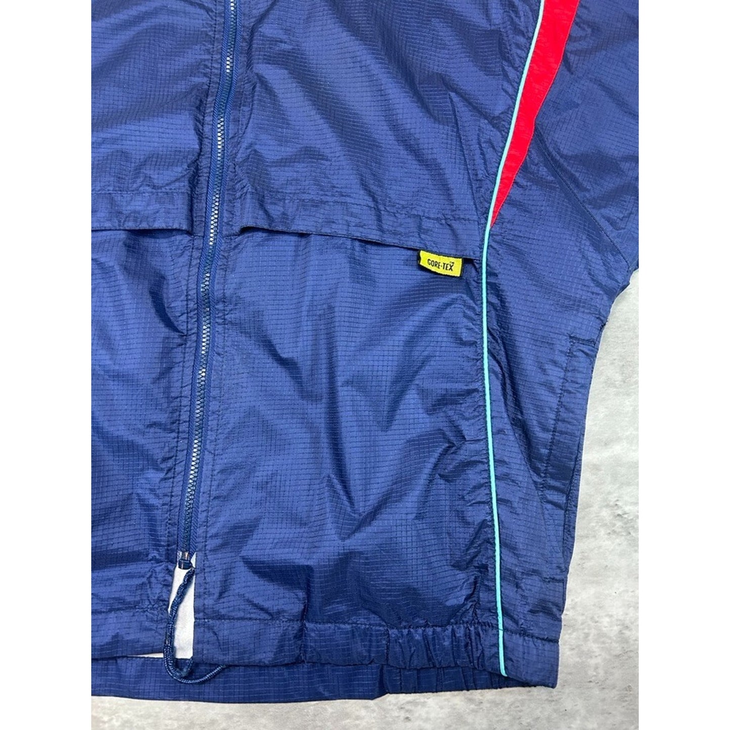 Vintage 90s Asics Gore-Tex Nylon Full Zip Windbreaker Jacket Size Medium Blue