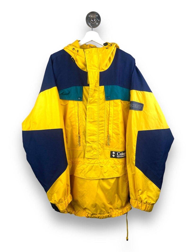 Vintage 90s Columbia Ascent 1/2 Zip Tri Colour Anorak Windbreaker Jacket Sz XL