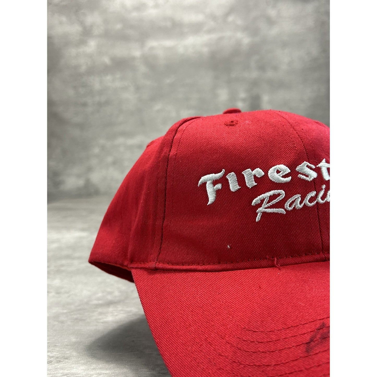 Vintage Firestone Racing Embroidered Spellout Snapback Hat OSFA Red