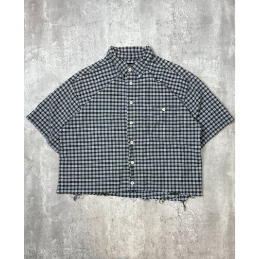Vintage Genuine Sonoma Embroidered Logo Plaid Cropped Button Up Shirt Size Large