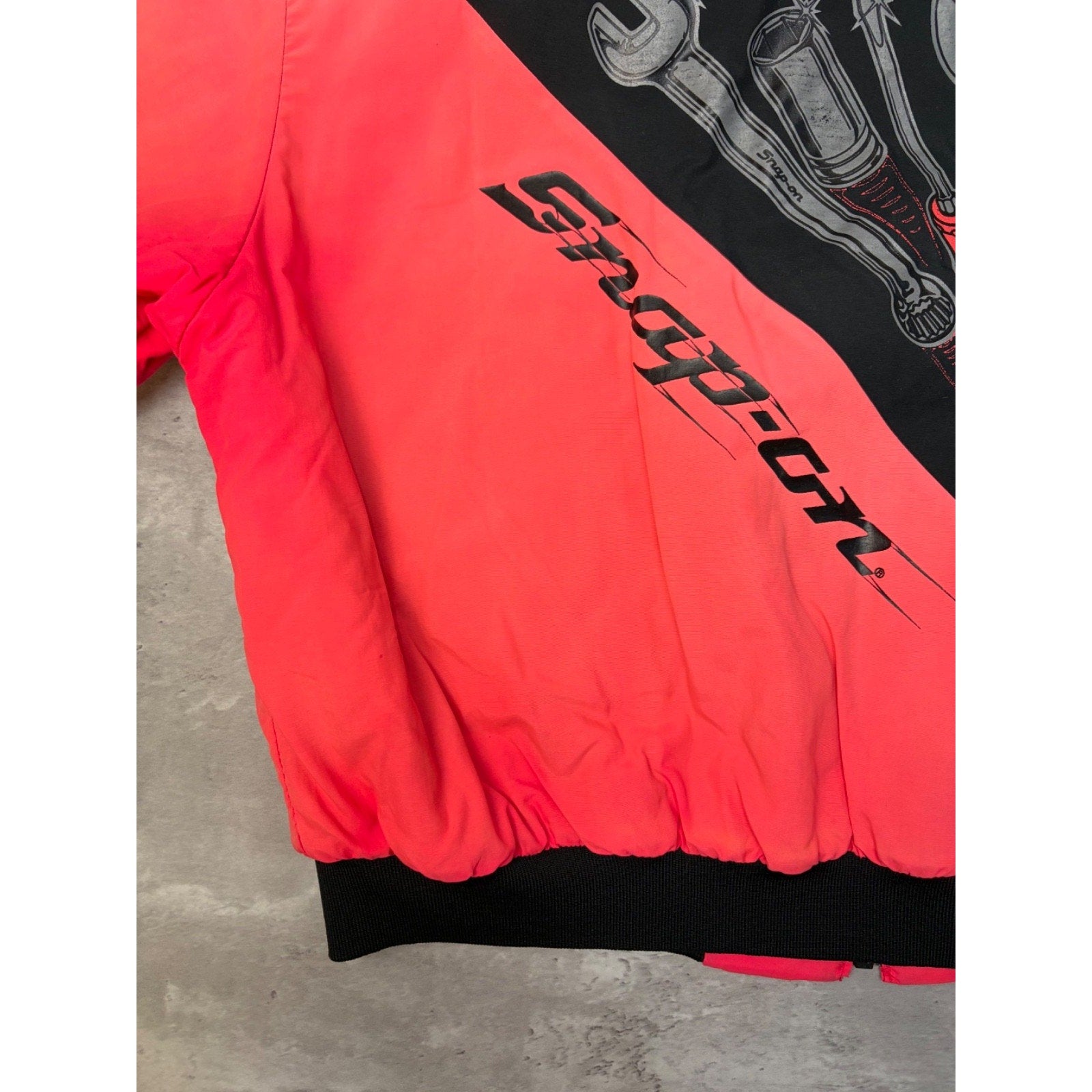 Vintage Snap On Spellout Logo Two Tone Full Zip Bomber Jacket Size XL