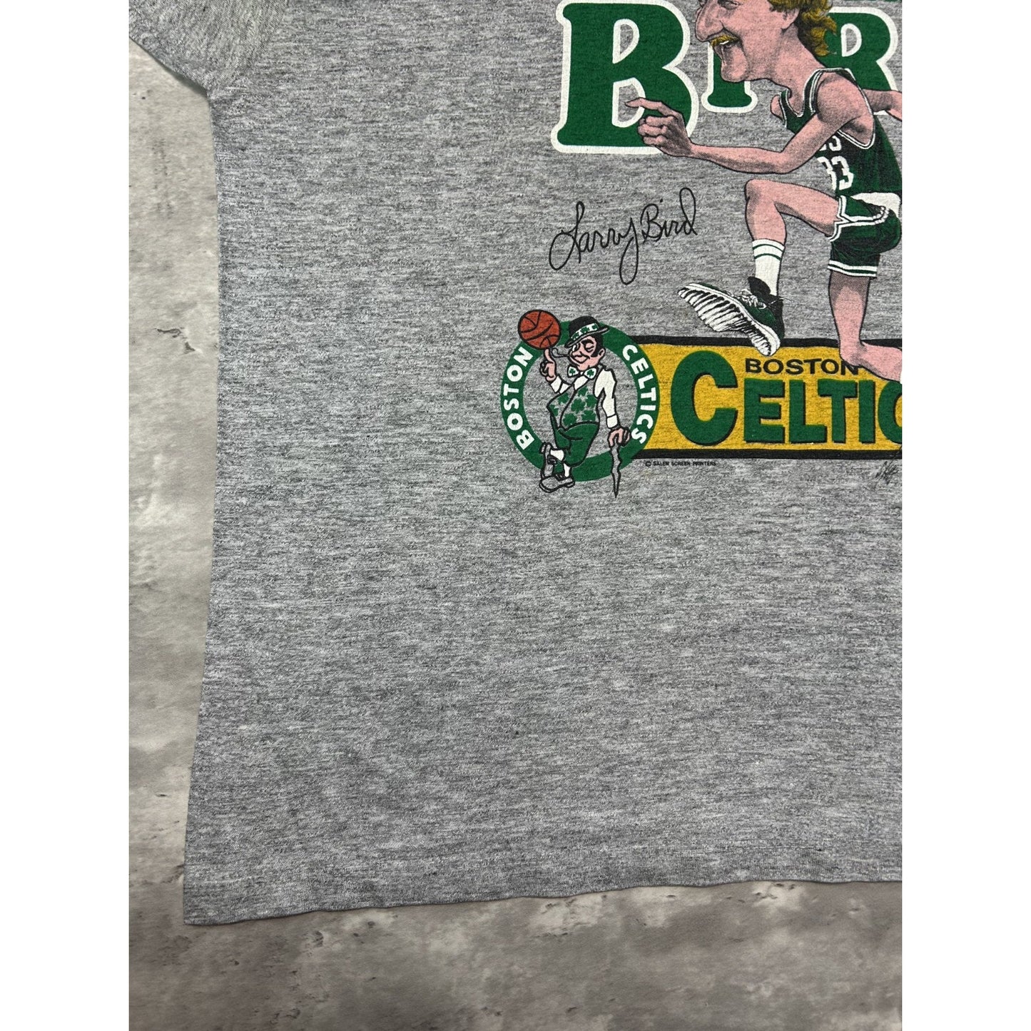Vintage 80s Larry Bird #33 Boston Celtics Caricature Graphic T-Shirt Size XL