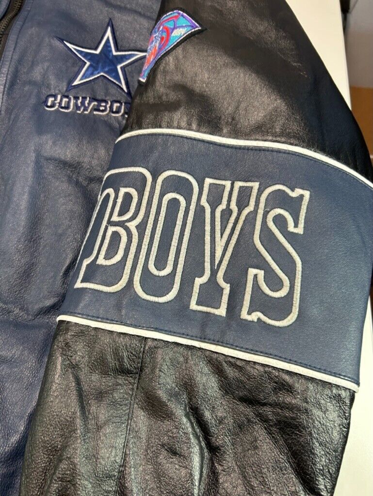 Vintage 1994 Dallas Cowboys NFL Full Zip Insulated Leather Jacket Size XL