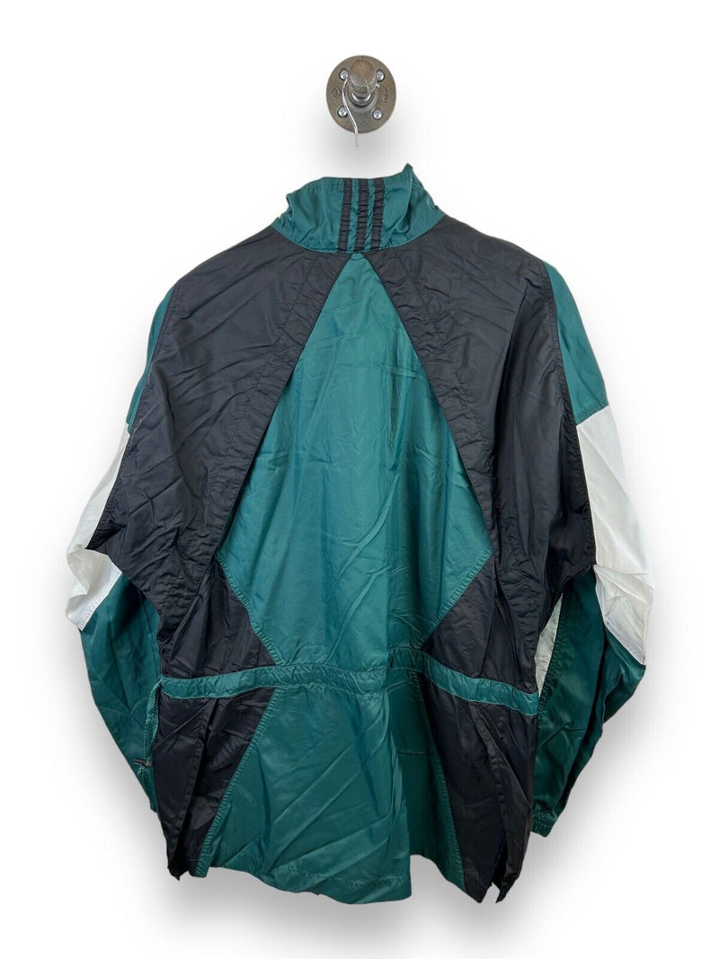 Vtg 90s Adidas Embroidered Spellout Cinched Nylon Windbreaker Jacket Sz Medium