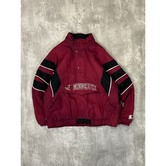 Vintage 90s Minnesota Gophers NCAA Insulated 1/2 Zip Starter Jacket Size Large