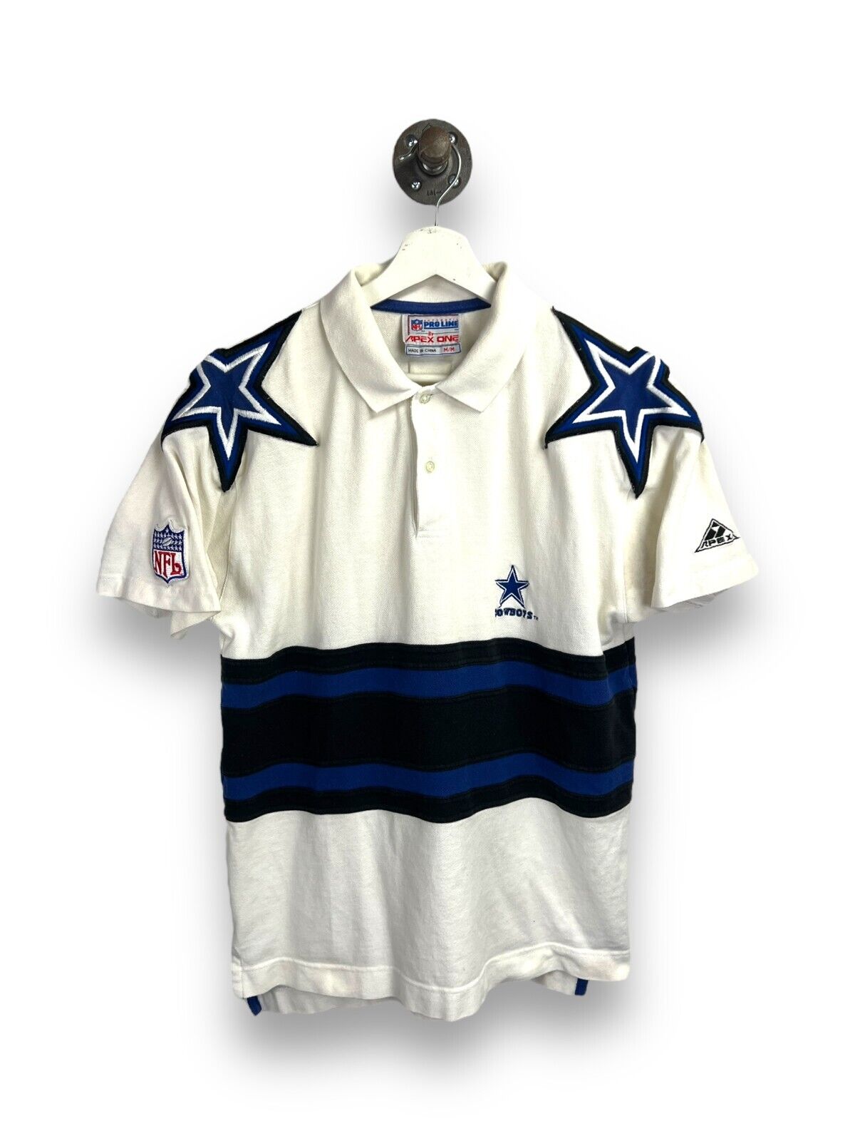 Vintage 90s Dallas Cowboys NFL Embroidered Patch Button Up Shirt Size Medium