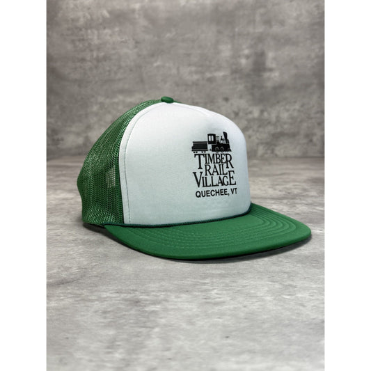 Vintage 80s Timber Trail Village Destination Spellout Trucker Snapback Hat OSFA