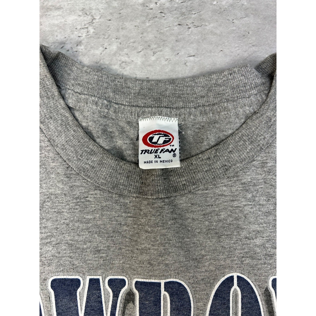 Vintage 90s Dallas Cowboys NFL Helmet Graphic Spellout T-Shirt Size XL