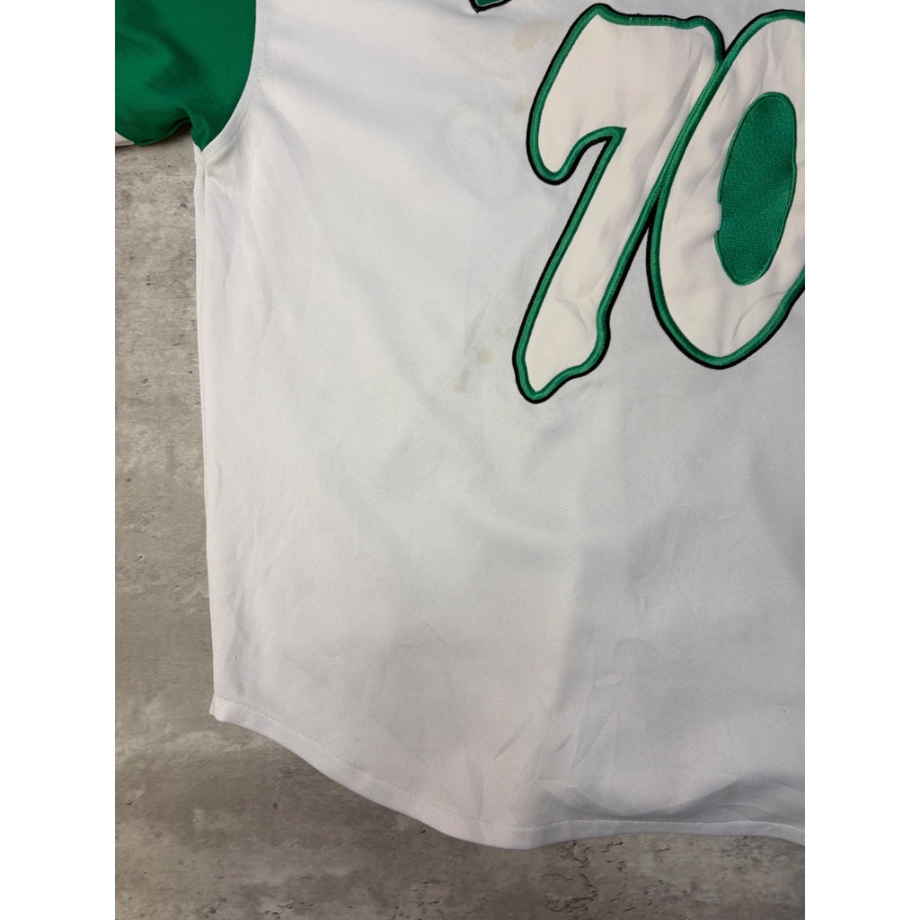 Vintage Boston Celtics #70 Embroidered Script Spellout Baseball Jersey Size XL