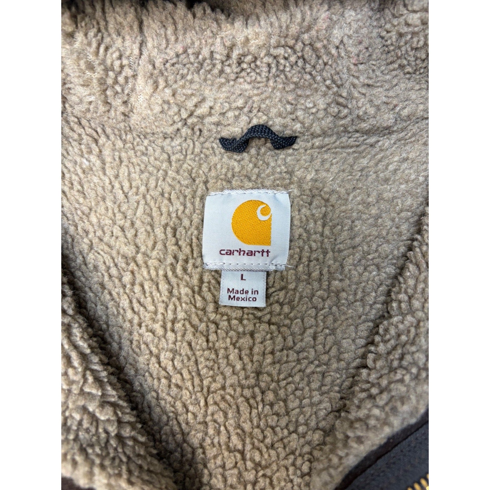 Vintage Carhartt Fleece Lined Canvas Brown Hooded Detroit Jacket Size Large
