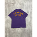 Vintage 80s Bleacher Jocks Felt Spellout Graphic T-Shirt Size Medium Purple
