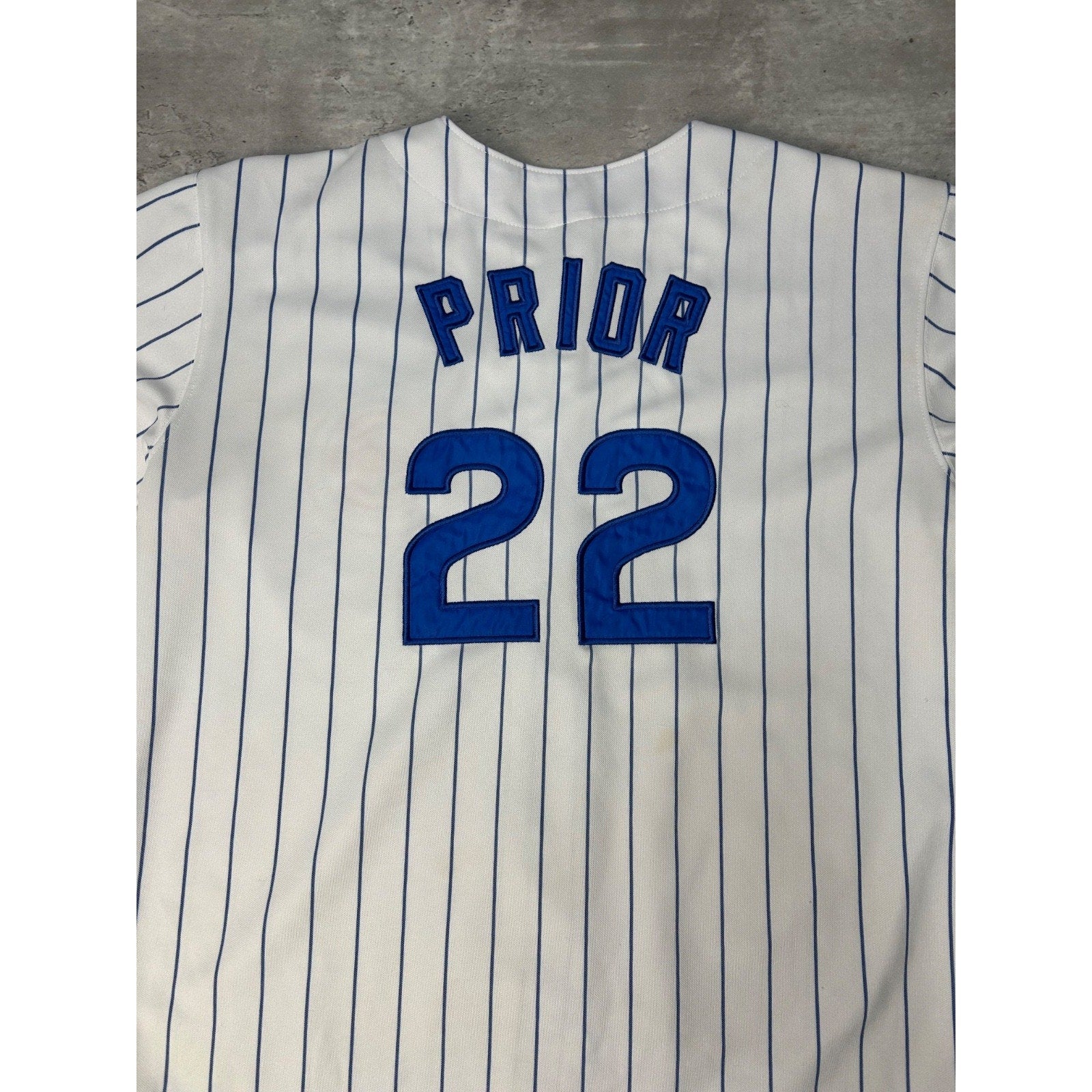 Vintage Mark Prior #22 Chicago Cubs MLB Stitched Pinstripe Jersey Size YOUTH M