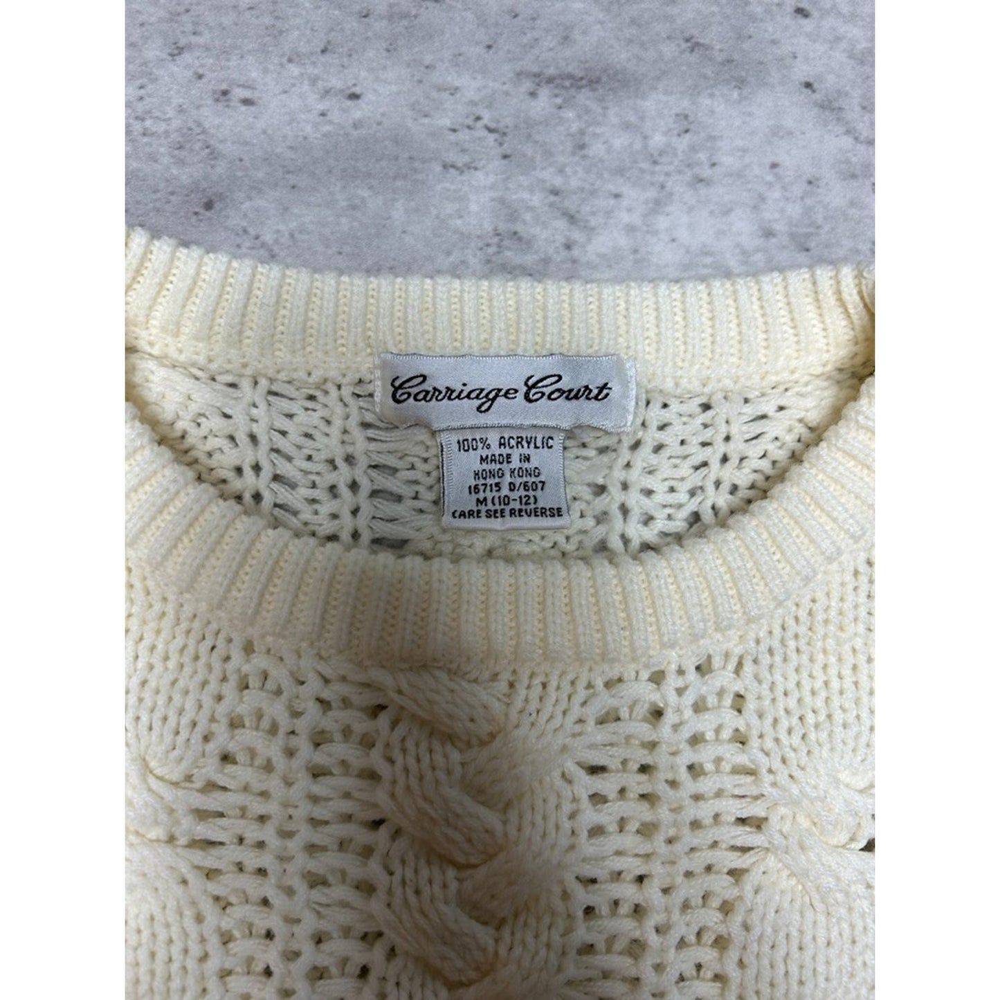Vintage 1980s/90s Carriage Court Cable Knit Pullover Ribbed Sweater Size Medium