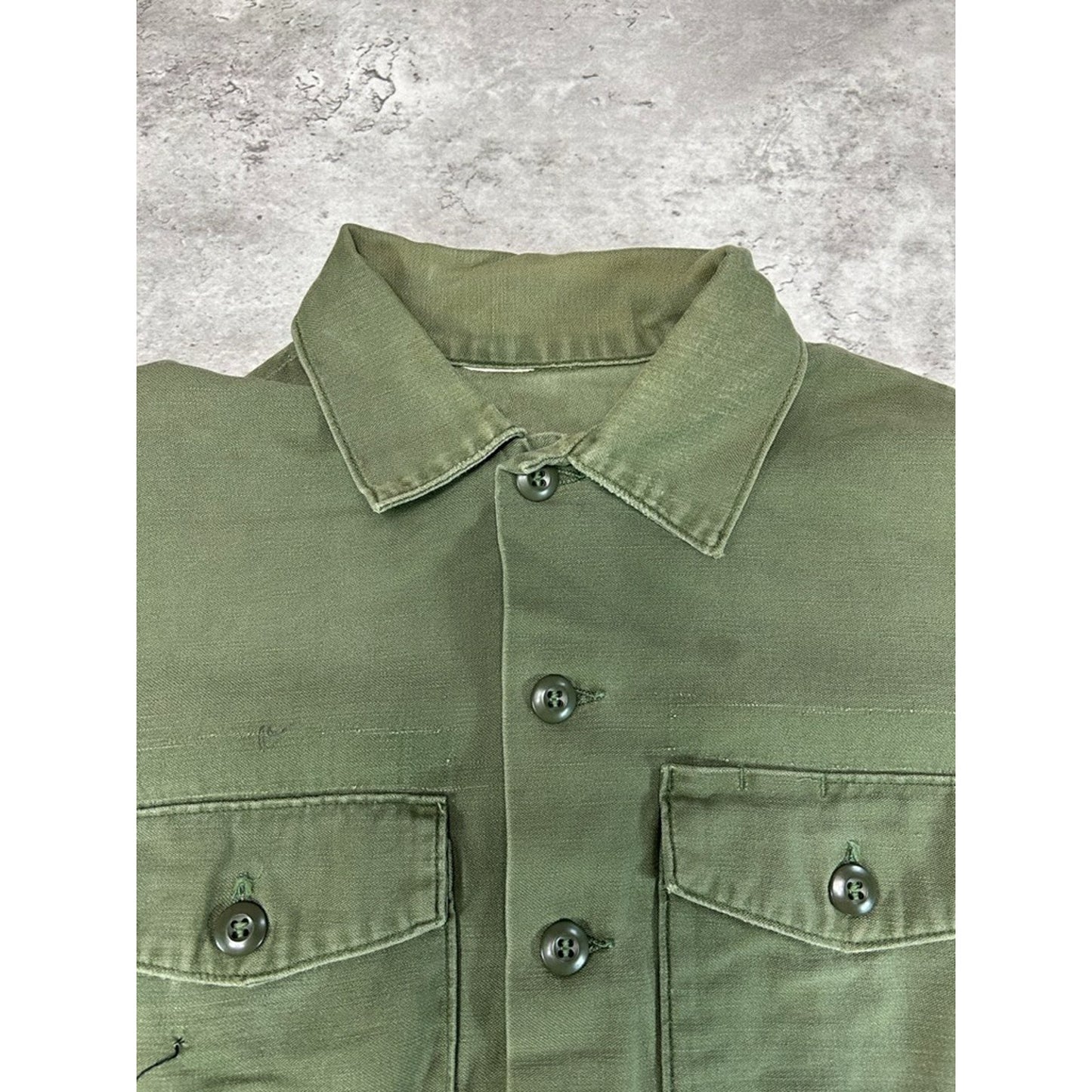 Vintage 1960s/1970s US Army OG 107 Military Long Sleeve Button Up Shirt Sz XL