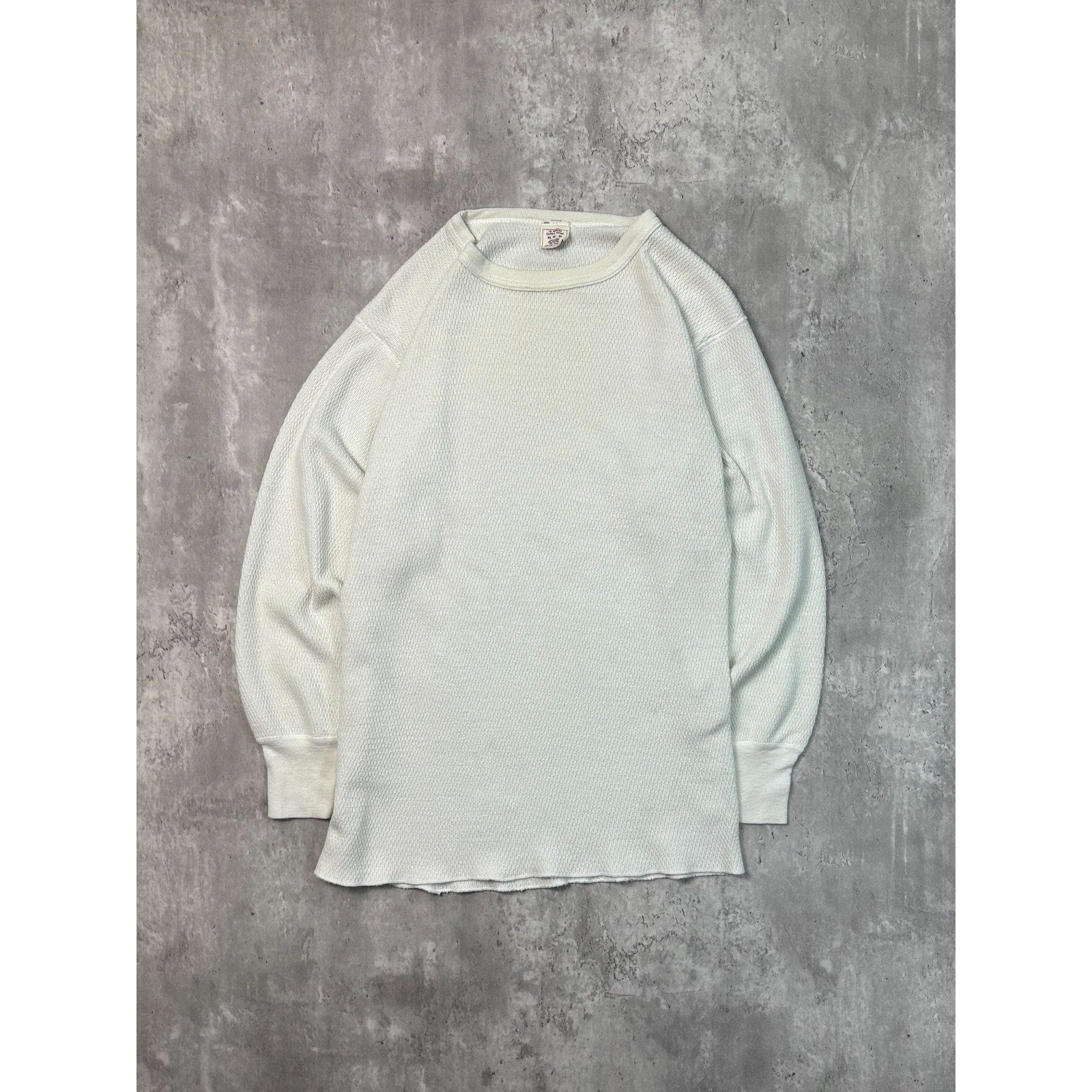 Vintage 1970s Super John Waffle Print Thermal Long Sleeve T-Shirt Size XL