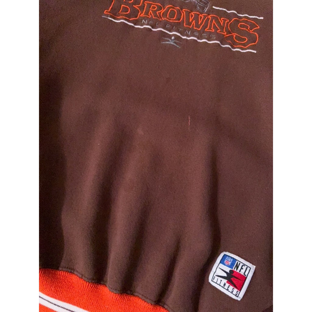 Vintage 90s Cleveland Browns NFL Fitness Embroidered Helmet Sweatshirt Sz XL