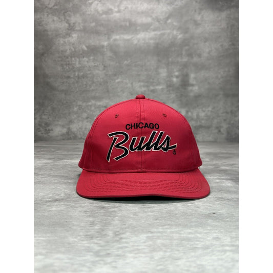 Vintage 90s Chicago Bulls NBA Sports Specialties Script Snapback Hat OSFA