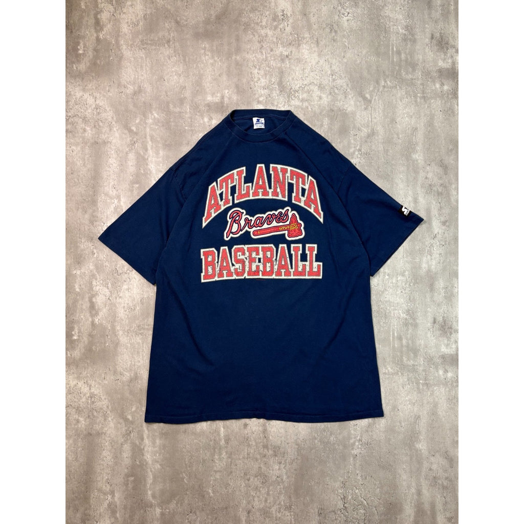 Vintage 1996 Atlanta Braves MLB Starter Spellout Baseball T-Shirt Size 2XL