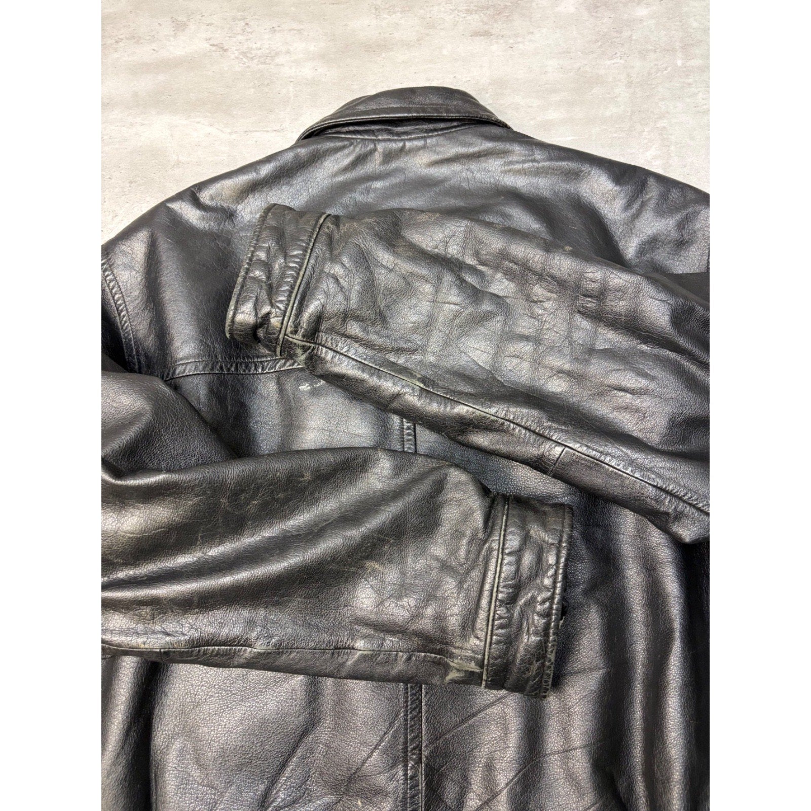 Vintage London Fog Full Zip Black Leather Bomber Jacket Size Medium