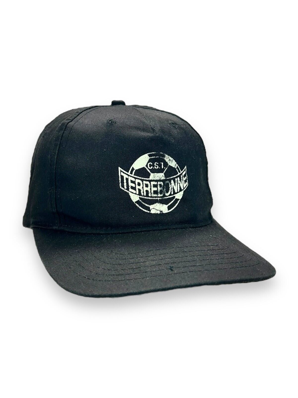 Vintage 90s Terrebonne Soccer Logo Snapback Hat OSFA Black