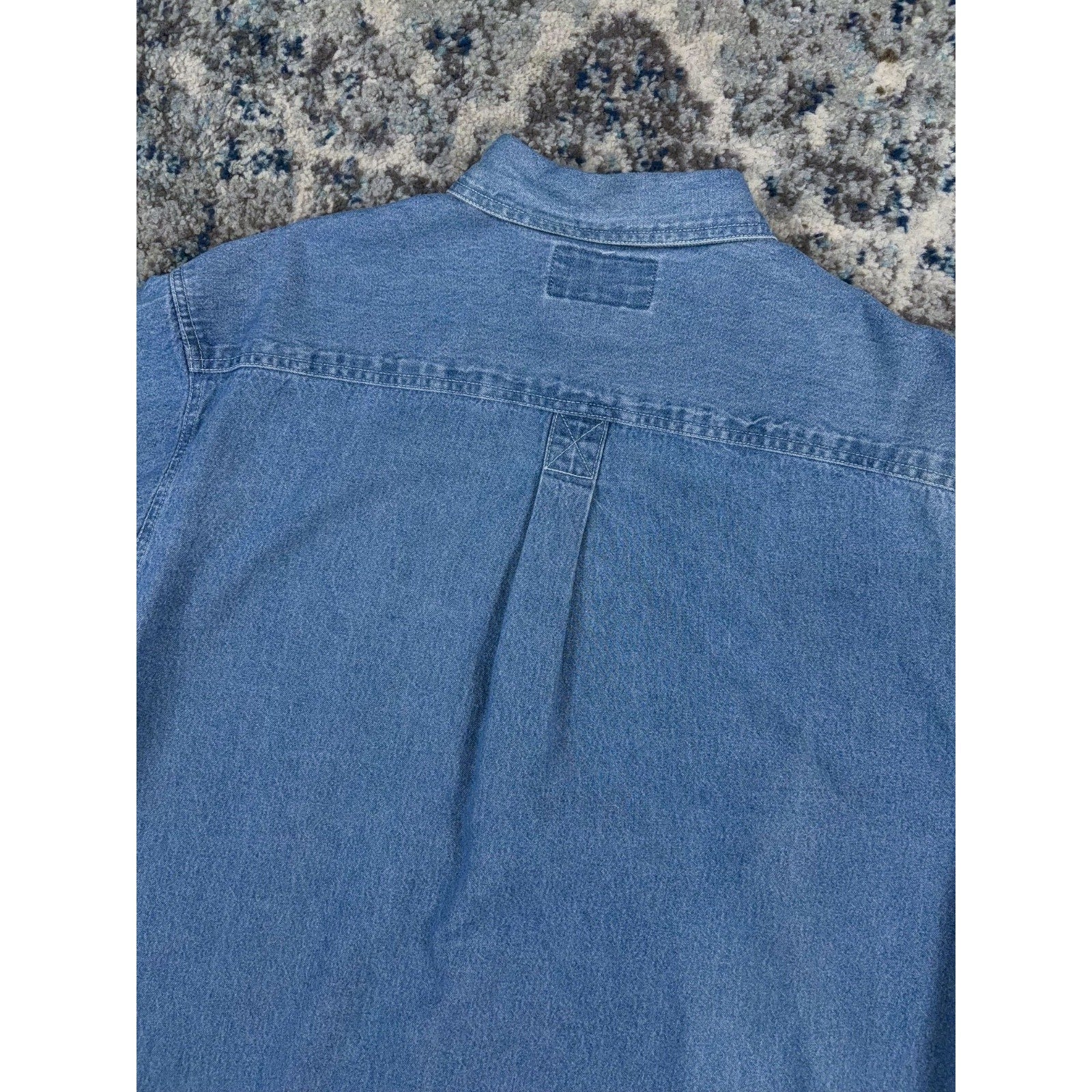 90s Budweiser Embroidered Logo Medium Wash Denim Button Up Shirt Size Large