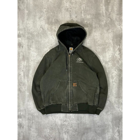 Vintage Carhartt Insulated Canvas Workwear Hooded Active Jacket Size Medium