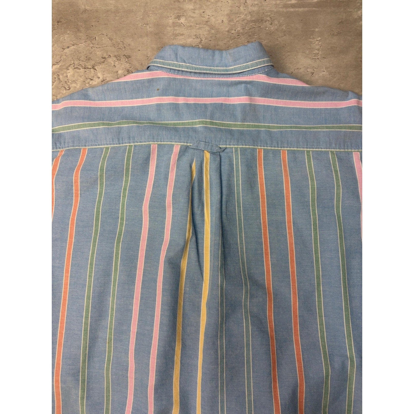 Vintage Dockers Striped Single Pocket Cropped Button Up Shirt Size Large