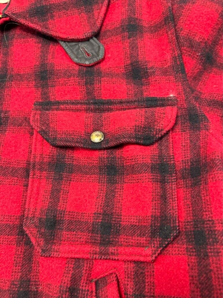 Vintage 80s Woolrich Buffalo Plaid Full Zip Mackinaw Hunting Jacket Size Large