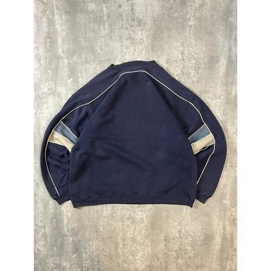 Vintage 90s No Fear Embroidered Spellout Striped Crewneck Sweatshirt Size Medium