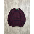 Vintage 90s Striped Cable Knit Pull Over Ribbed Sweater Size Medium