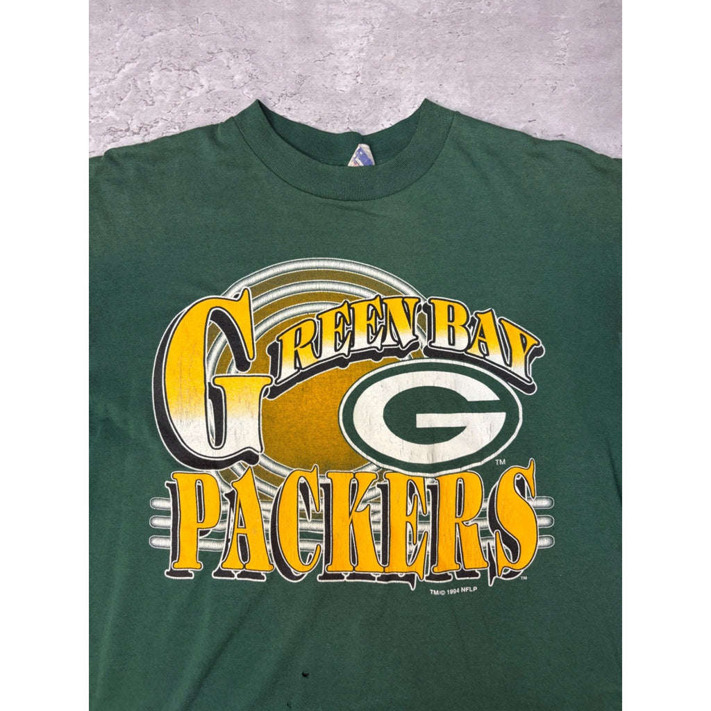 Vintage 1994 Green Bay Packers NFL Spellout Graphic Football T-Shirt Size Large