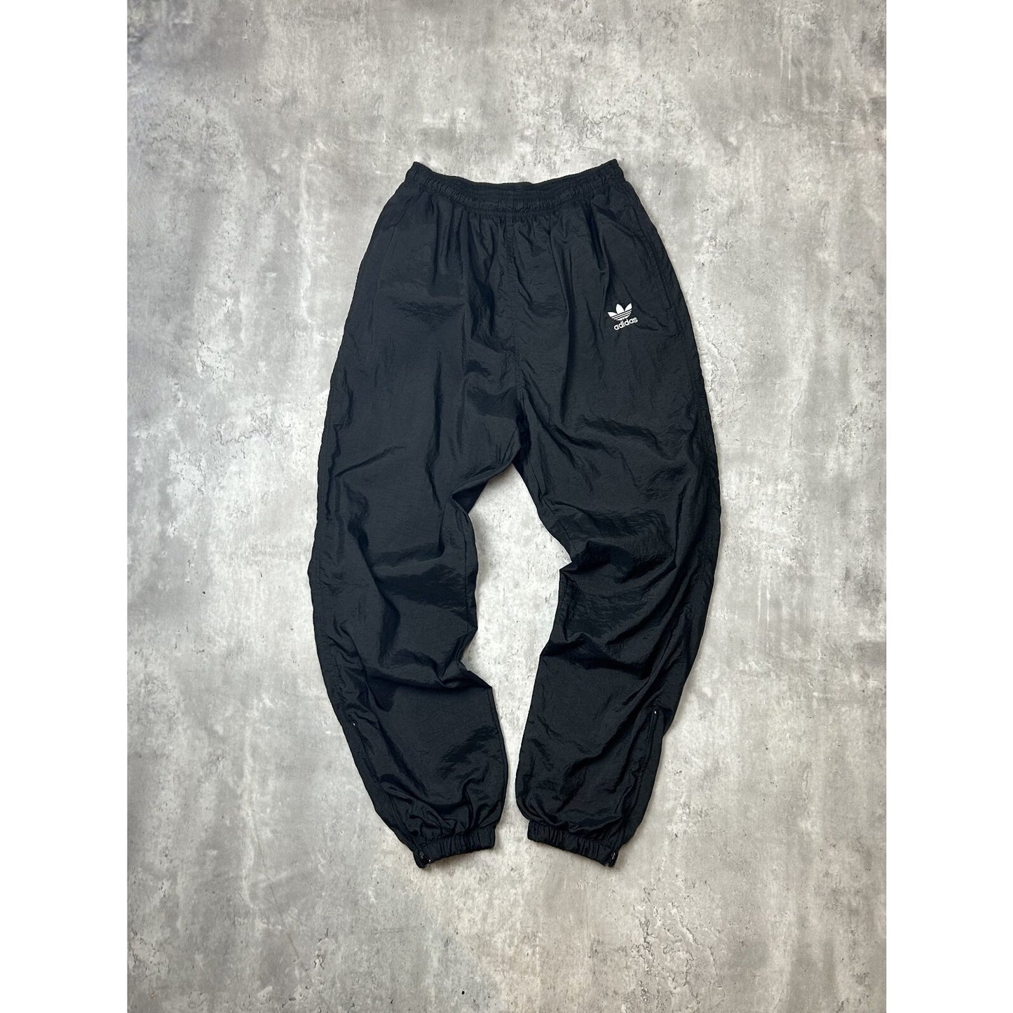 Vintage 90s Adidas Embroidered Trefoil Nylon Windbreaker Pants Size Medium Black