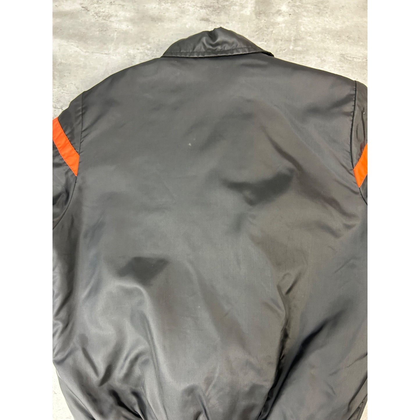 Vintage 80s NHL Embroidered Patch Hockey Bomber Jacket Size Large Black