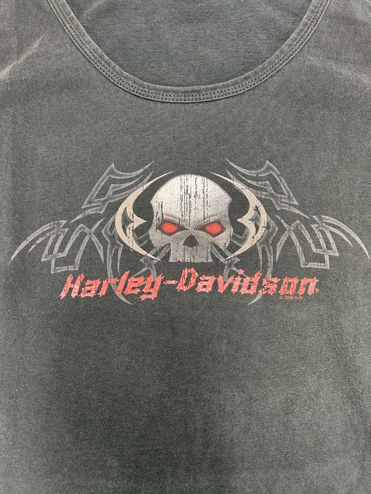 Vintage Harley Davidson Skull Graphic Spell Out Sleeveless T-Shirt Size 2XL