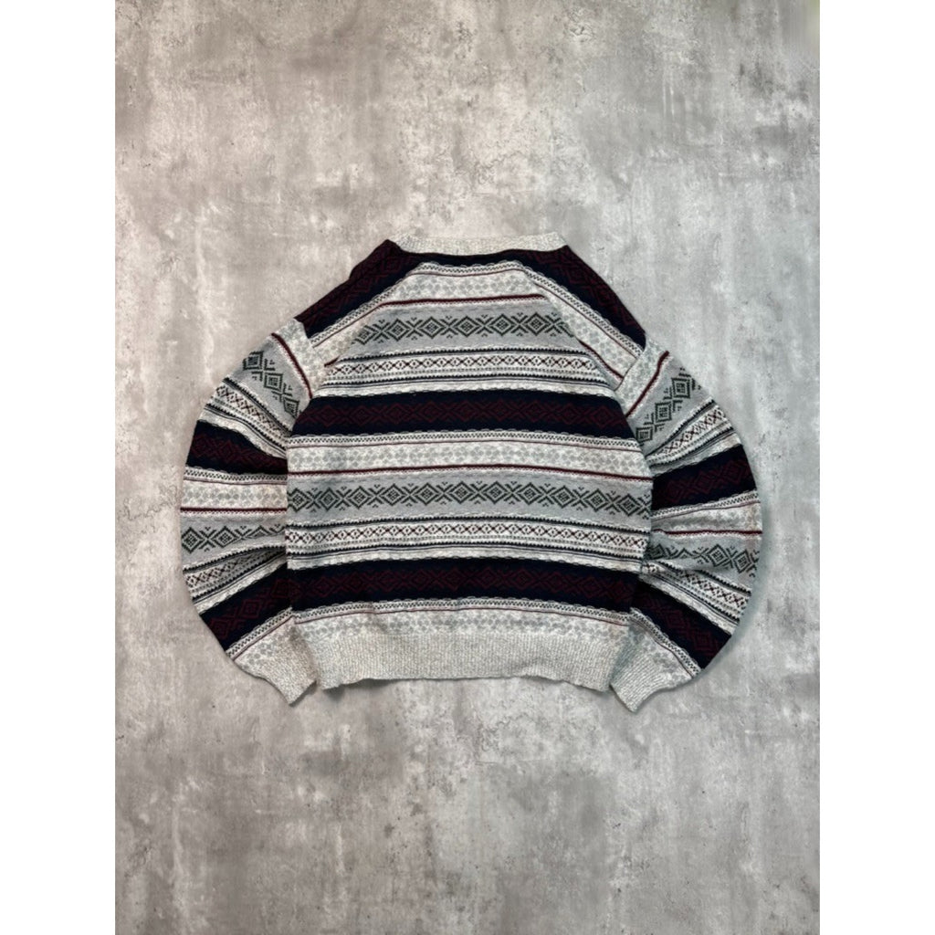 Vintage Croft & Barrow Abstract Striped Pullover Knit Sweater Size Large