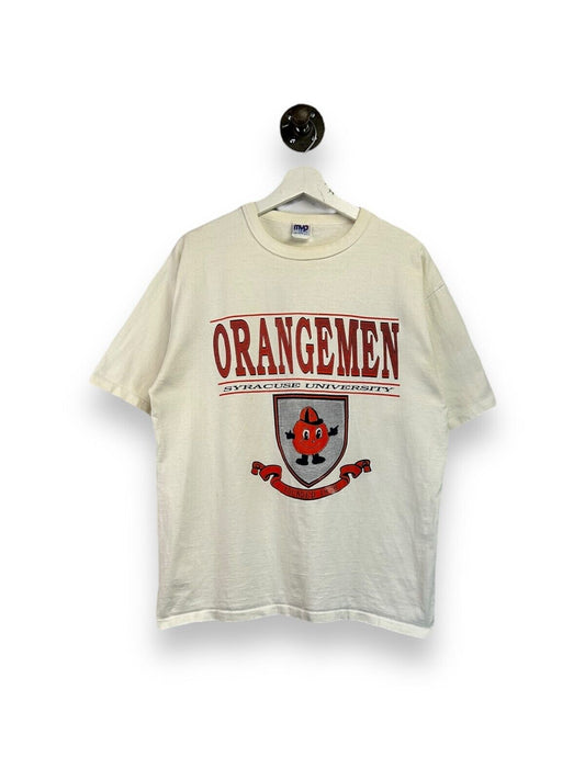 Vintage 90s Syracuse Orangemen NCAA Collegiate Spellout T-Shirt Size Large White