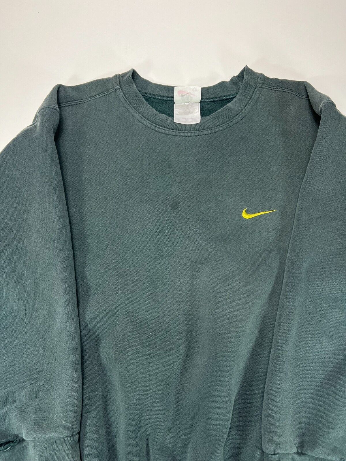 Vintage 90s Nike Embroidered Mini Swoosh Crewneck Sweatshirt Size Medium Green