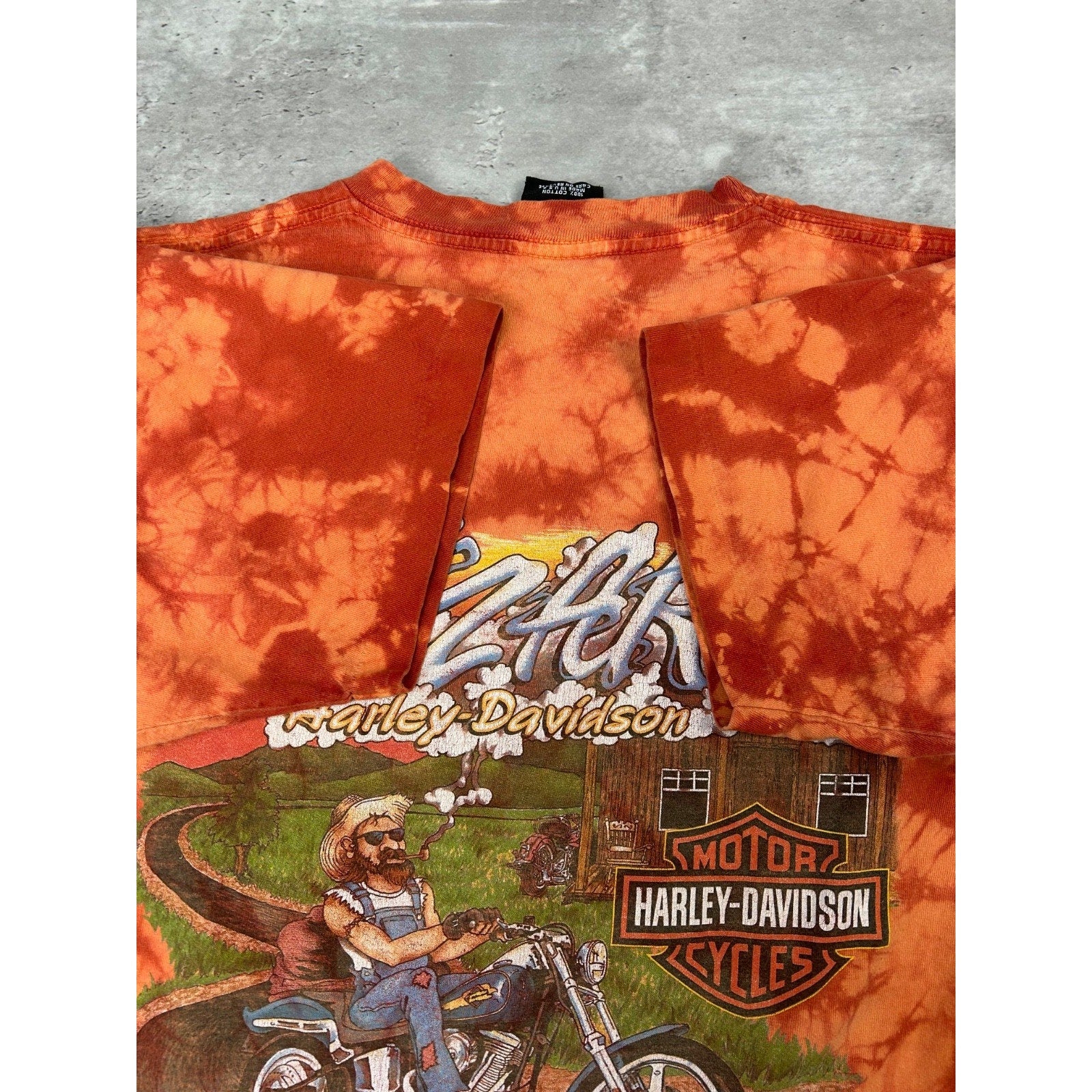 Vintage Harley Davidson Spellpout Graphic Tye-Dye T-Shirt Size Small
