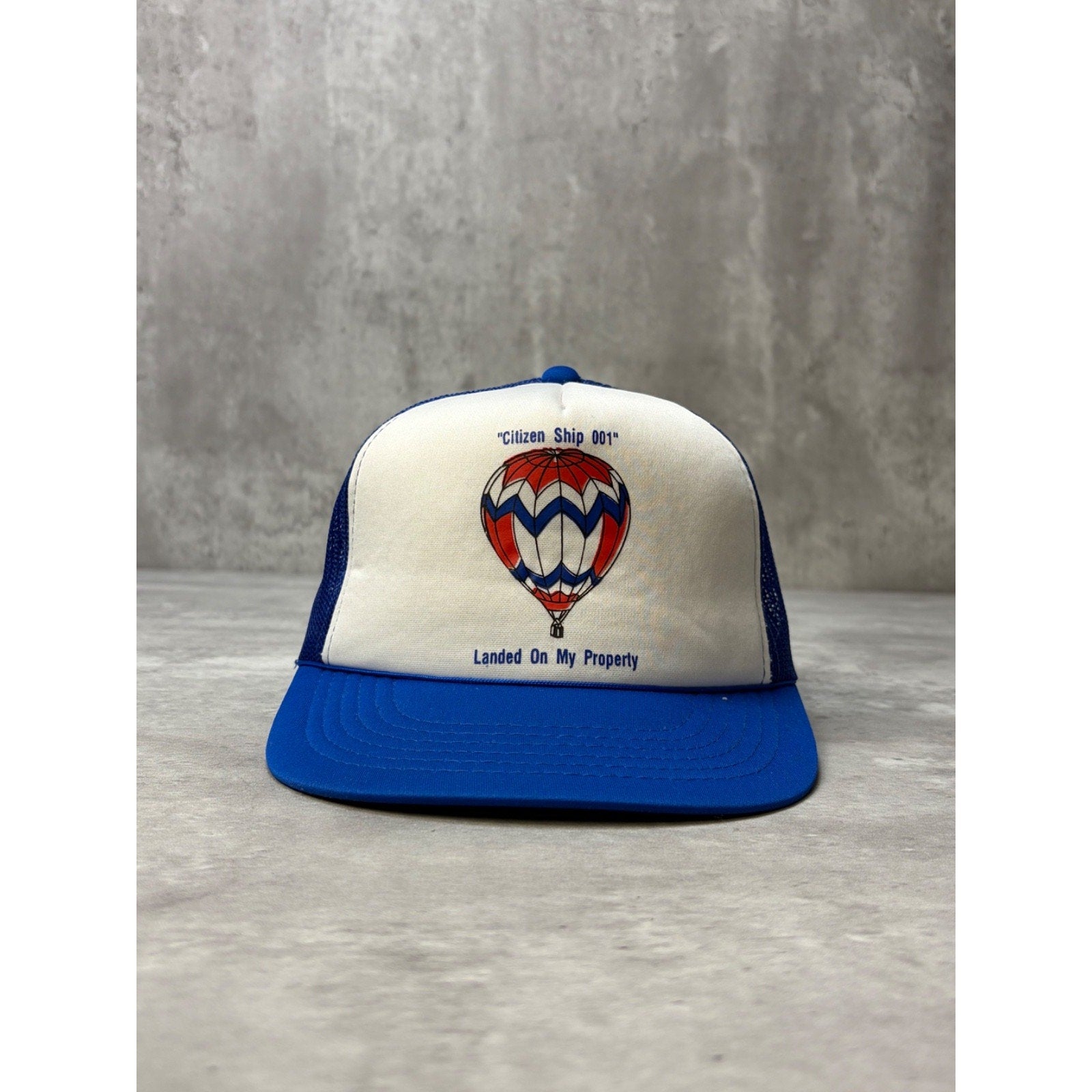 Vintage 90s Citizen Ship 001 Landed On My Property Trucker Snapback Hat OSFA
