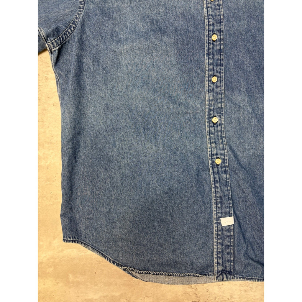 Vintage Polo Ralph Lauren Embroidered Pony Dark Wash Button Up Shirt Size XL
