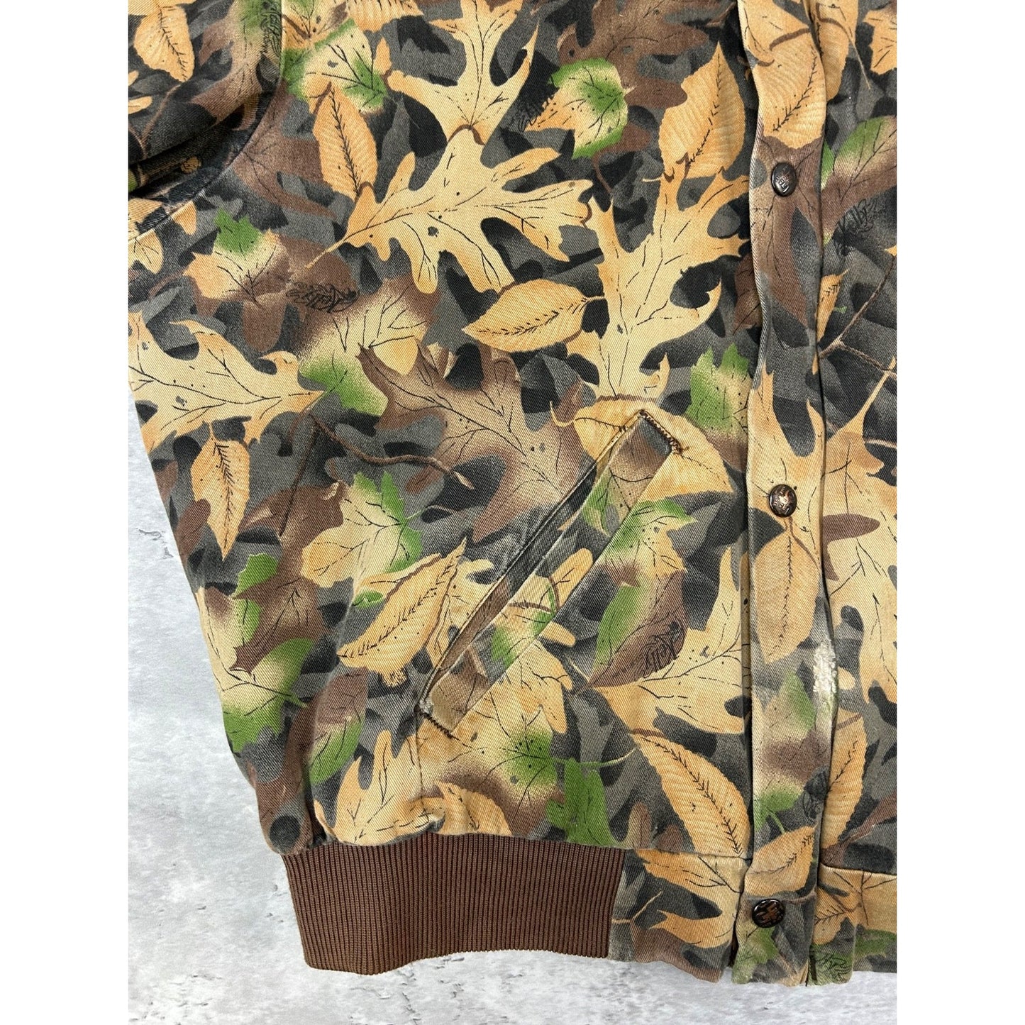 Vintage 90s Gun Flint Tree Camo Hunting Bomber Jacket Size Large